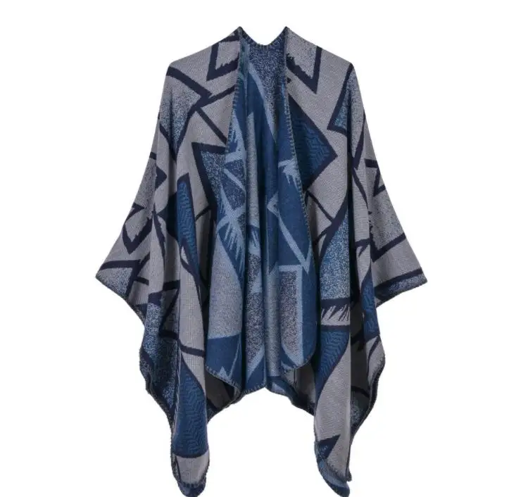 Геометрическое большое пашминовое богемное пончо шаль