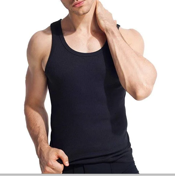 
single jersey fabric 100 organic cotton tank top sleep wear sleeveless male undershirt tight mens grey vest 