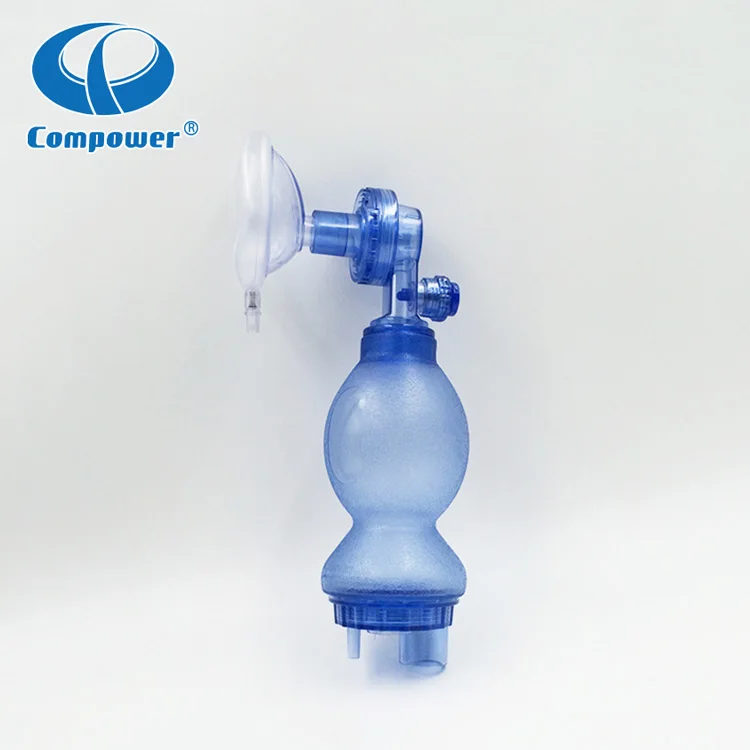 Compower Oxygen Resuscitation Equipment Custom Pvc Adult Resuscitator Ambu Bag With Peep Valve