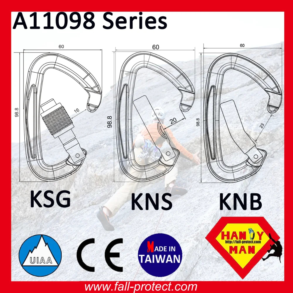 CE & UIAA Rock Climbing Mountaineer For Rescue Aluminum Carabiner