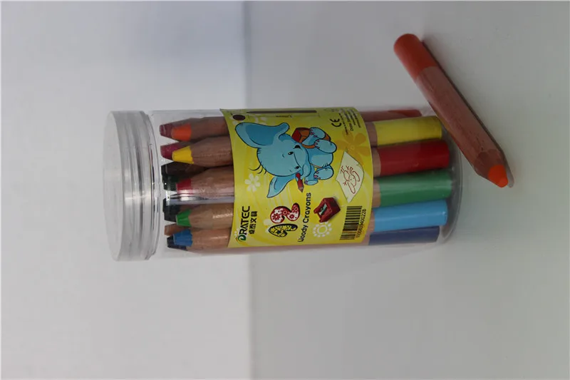 3-in-1 Jumbo Woody Caryon Color Pencil Round and Hexagonal Watercolor Crayon for Baby School Use Made of Paper