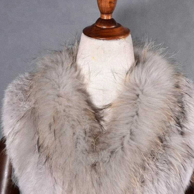 Women warm clothes knitted raccoon fur vest sleeveless jacket  raccoon fur