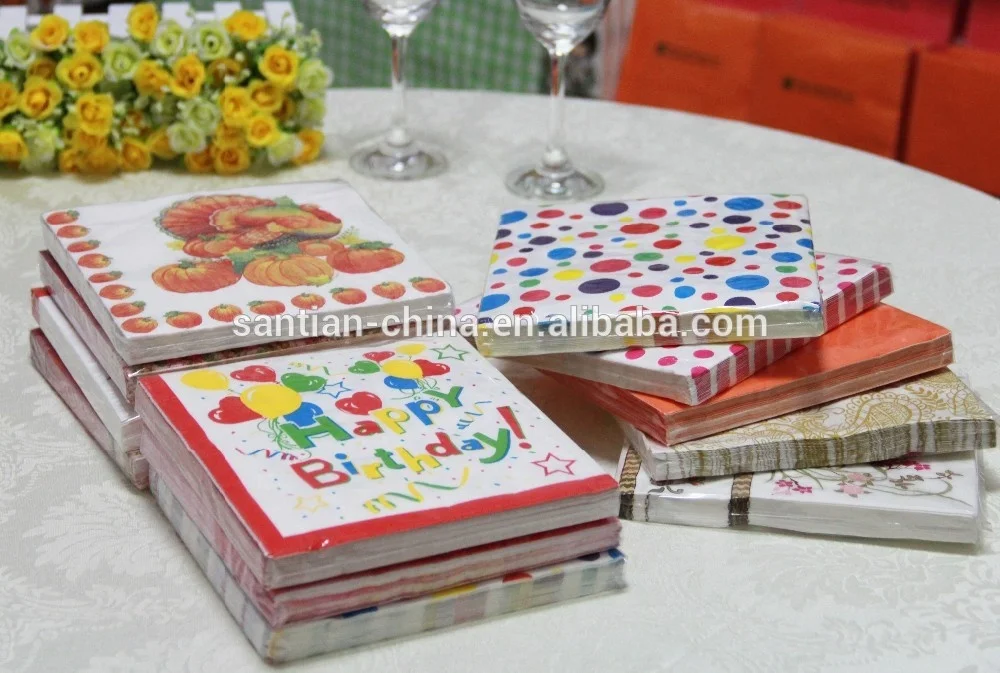2 Ply 3 Ply Fancy Printed Paper Party Napkins For Birthday Party With High Quality, Paper Napkins Factory