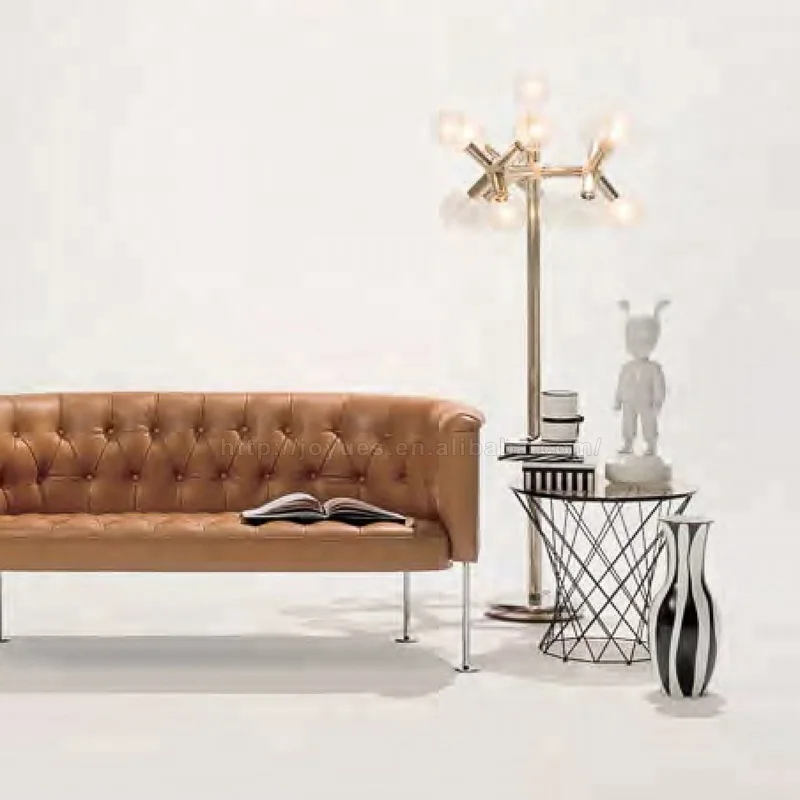 LC-026 Tempered high glass top industrial center coffee table with carbon stainless steel leg