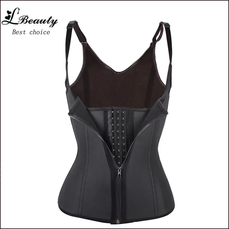 FeelinGirl Zipper & Hook Women Black Latex Waist Trainer