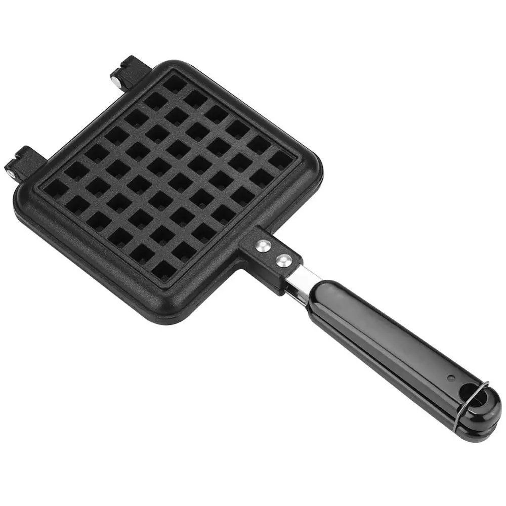 Waffle Mould Cast Aluminum Base Stovetop Belgium Waffle Iron Household Kitchen Gas Non-Stick Waffle Baking Pan Mold Press Plate