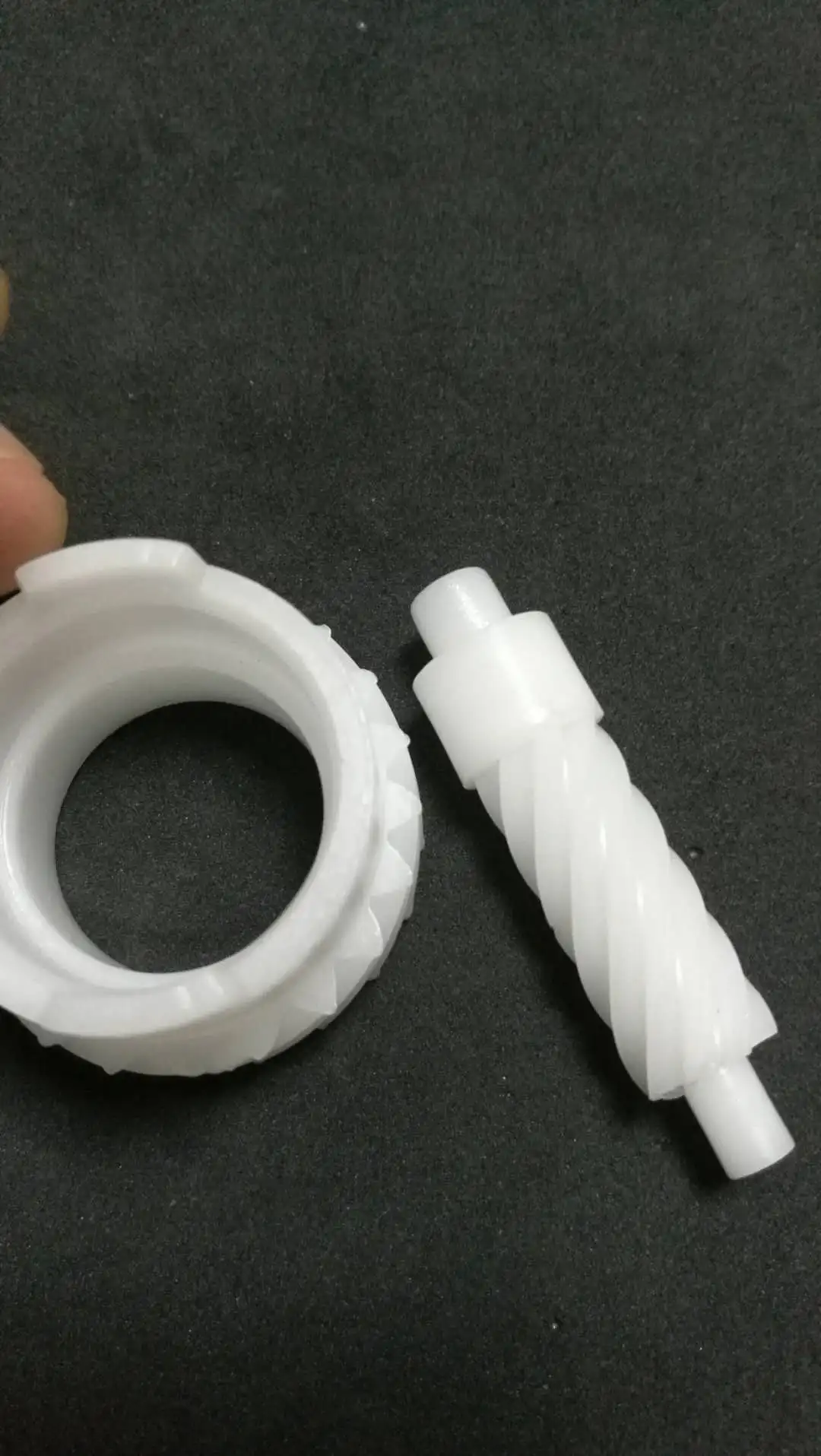 Non-standard customized plastic injection gear with spiral angel 45 deg Nylon,POM,PEEK spiral plastic worm gear for motor
