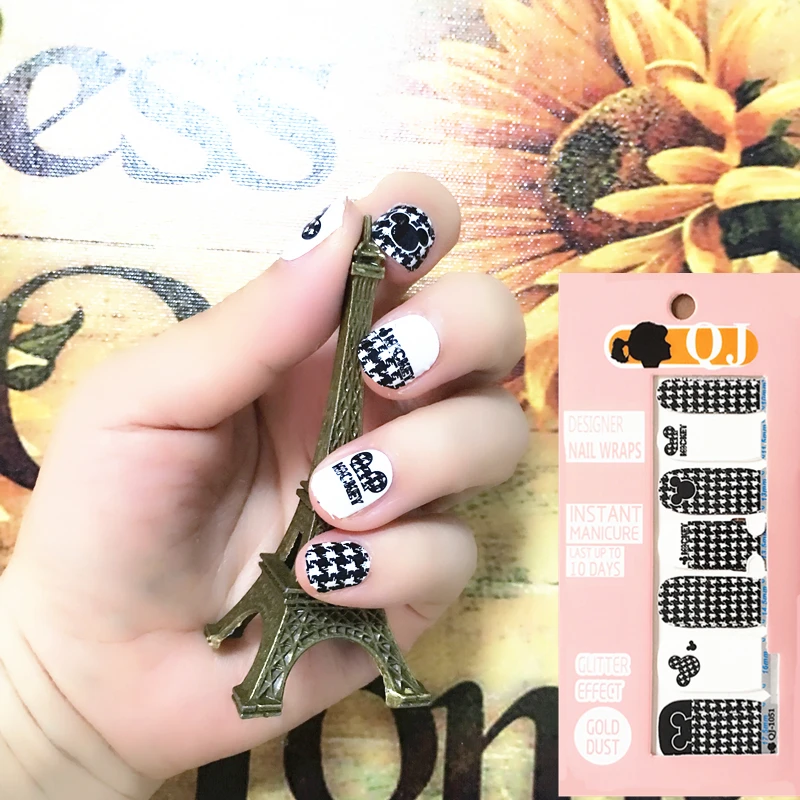Black White Cute Mouse child Nail Arts Nail Sticker Waterproof Nail Decal Sticker Gel Polish French