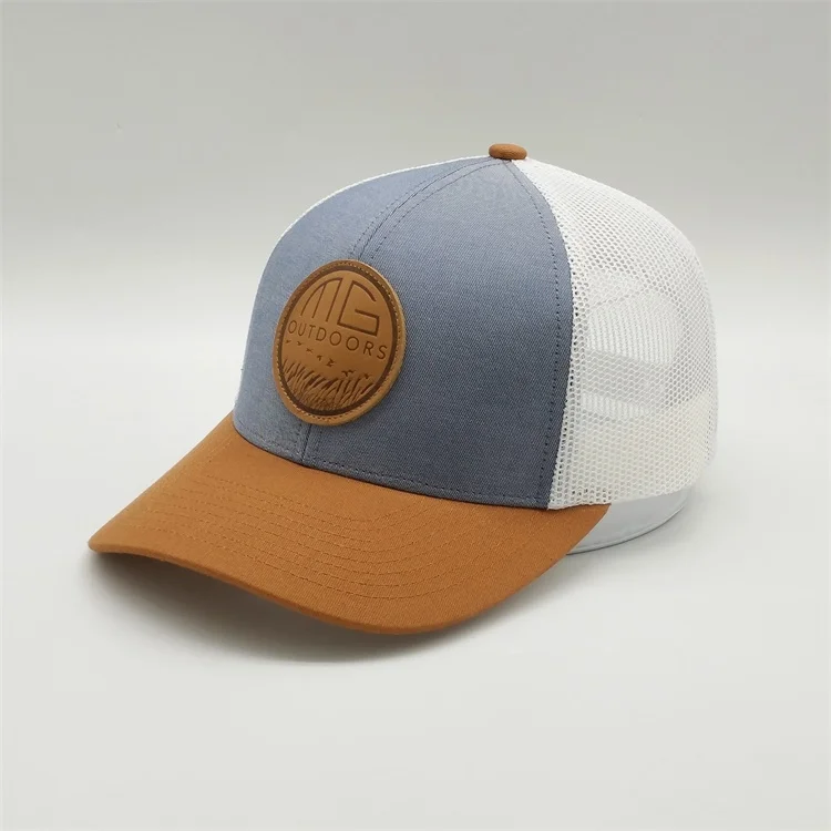 Premium 6 Panel Red Brim Trucker Hats With Custom Logo Mesh Cap