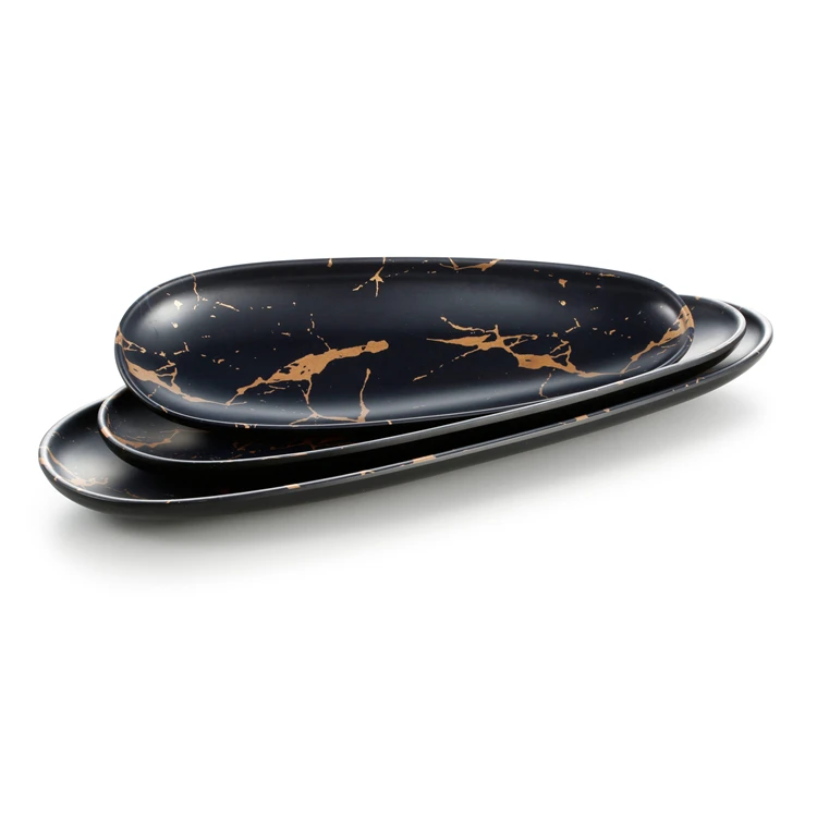 Metallic flower black matt melamine serving Indian bowl