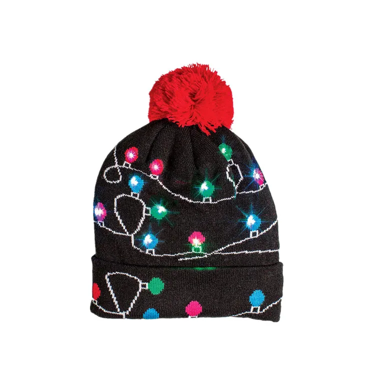 
Can do any design led light cap and hat with custom embroidery logo led light up beanie hat 