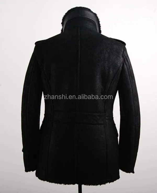 Russian Style High Quality Men Winter Leather Coats With Faux Fur Lined