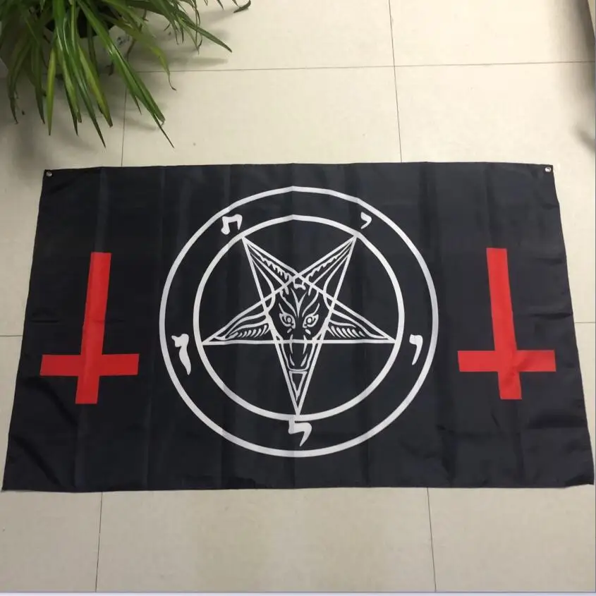 
Digital Printing 100D Polyester Baphomet 3x5 Cheap Custom Made Flags 