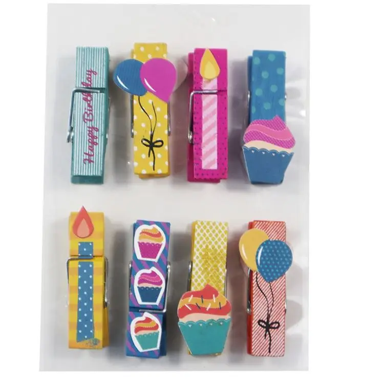 Custom printed wooden small  pegs clothes pin