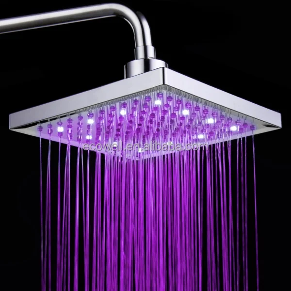 8 inch LED Color Bathroom Square Shower Head /Popular Chrome Rainfall LED Shower Head