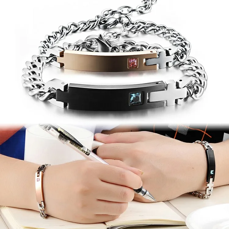Marlary Engraveable Stainless Steel Couple Lover Bracelets