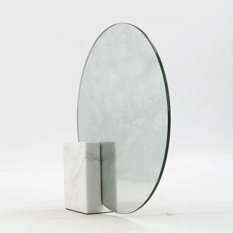Large Modern Marble Base Makeup Mirror 6mm Glass Cosmetic Dressing Mirror Home Custom Birthday Decorative Item Box Packaging