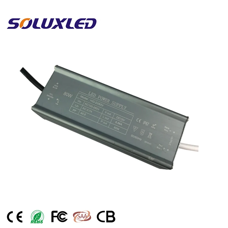 Waterproof IP67 constant Voltage DC12V 80W LED Switching Power Supply