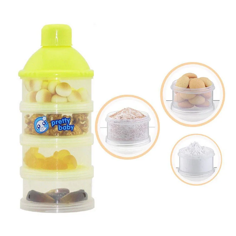 4 Layers Detachable Infant Baby Milk Powder Dispenser Convenient Baby Travel Baby Food Storage Box Random