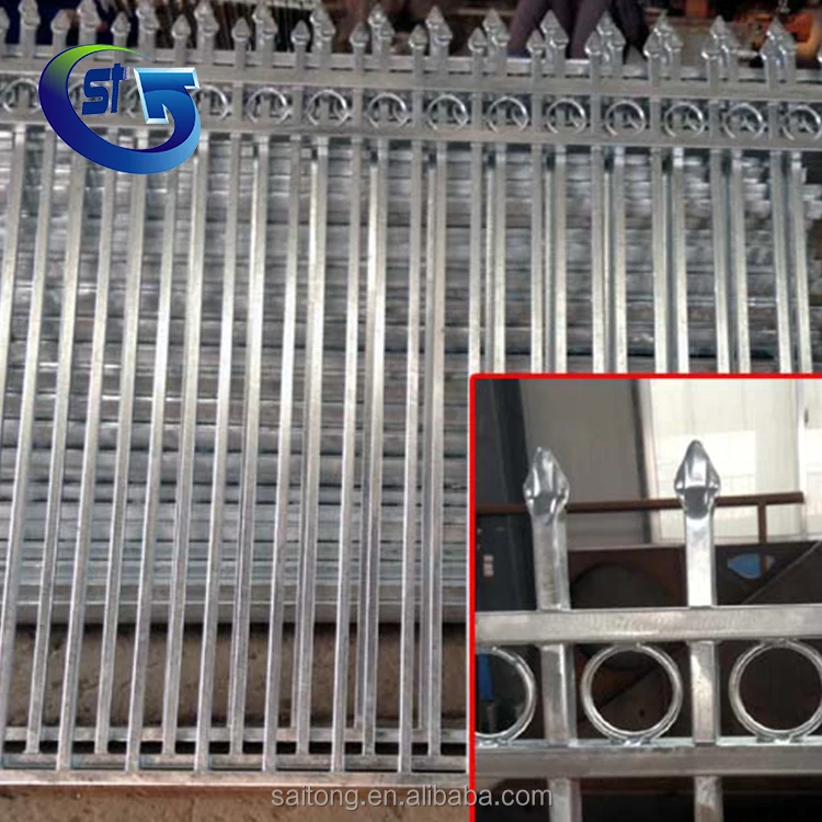 Decorative High Security Spearhead Top Galvanized Fence Panel