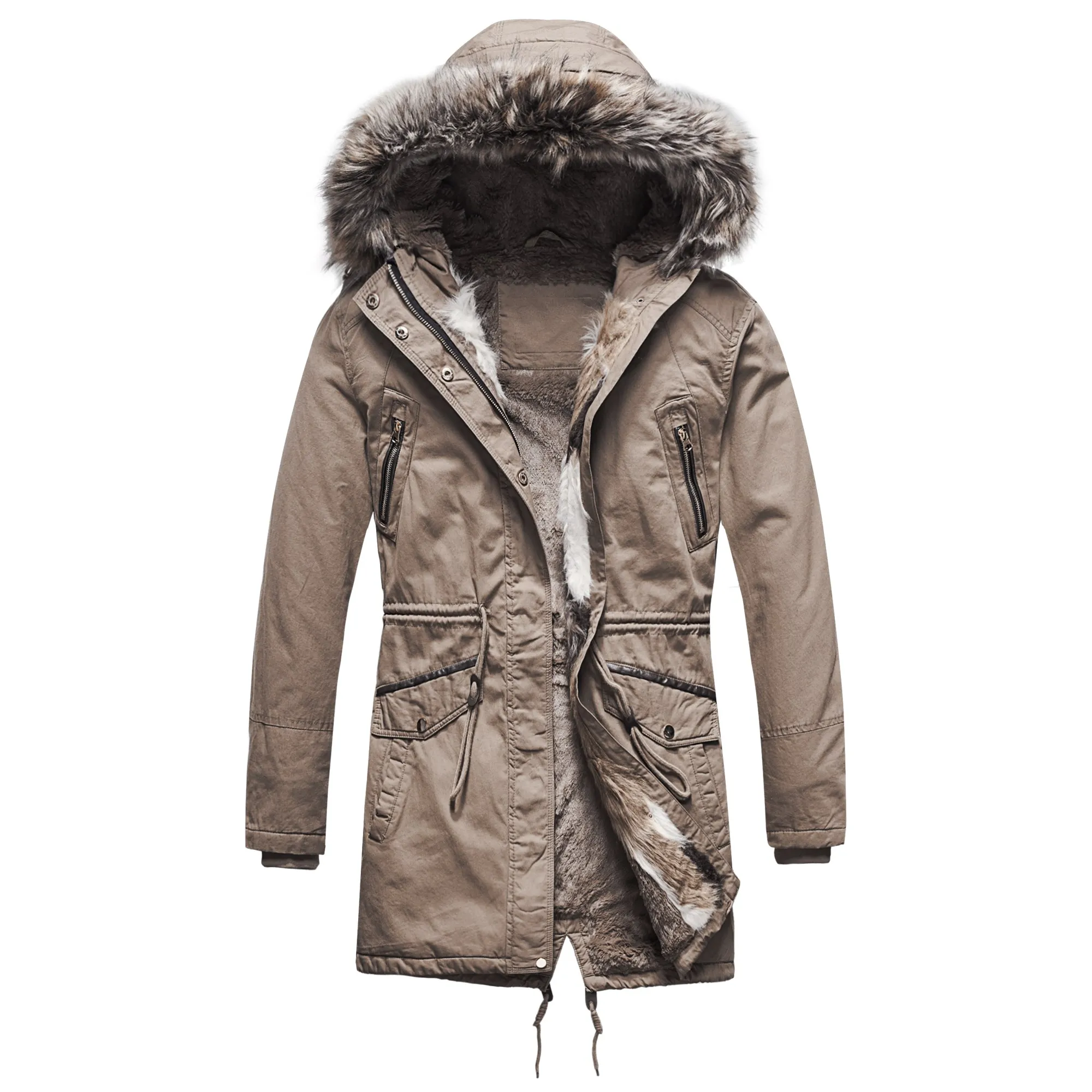 Hooded Fur Long Parkas Women Winter Coat New Fashion Ladies Slim Fur Jacket