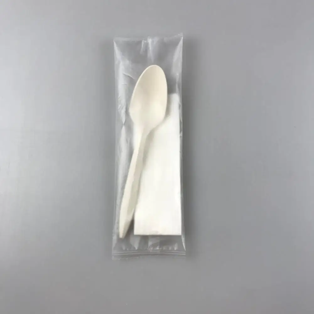 
biodegradable spoon individual wrapped with tissue plastic spoon eco friendly 