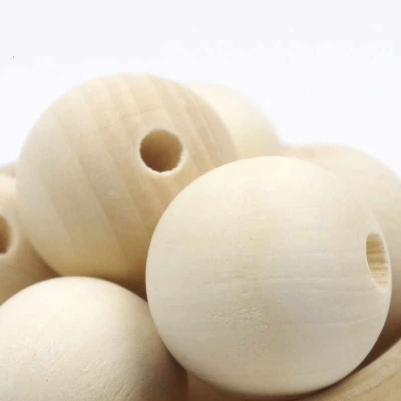 DIY 25mm Natural Maple Wooden Teething Beads