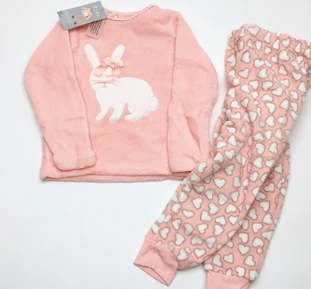 
girls fleece thermal pajama sets sleeping suits 