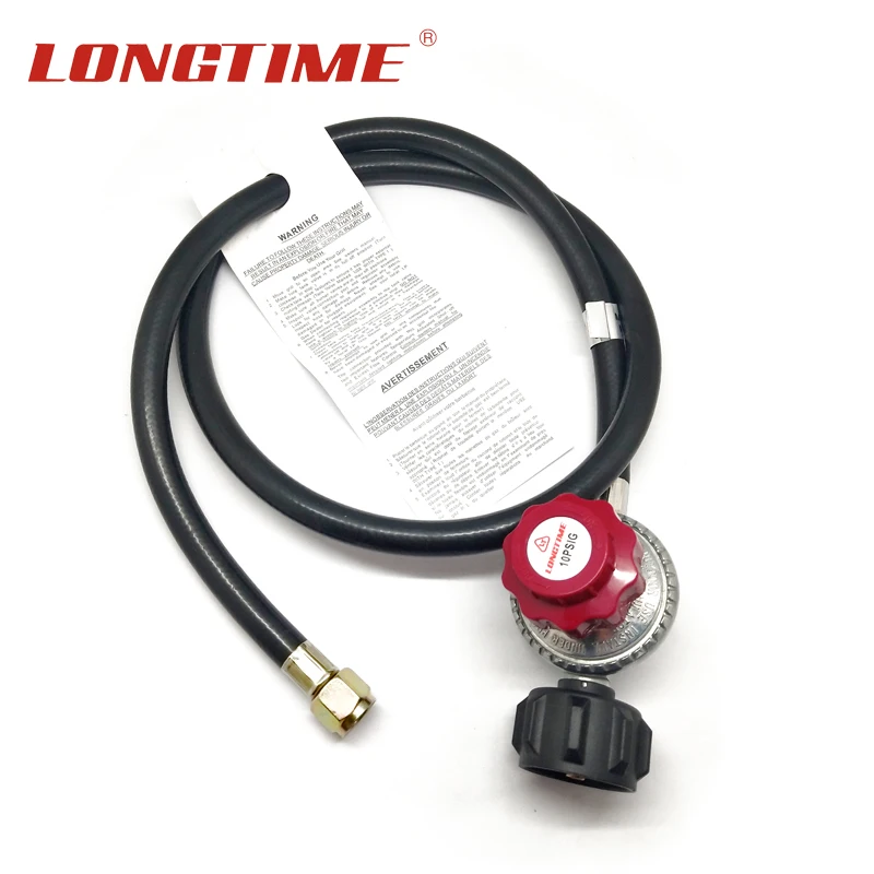 
LONGTIME 0-10 PSI 4 Feet Hose Propane Gas Camper Regulator with 3/8