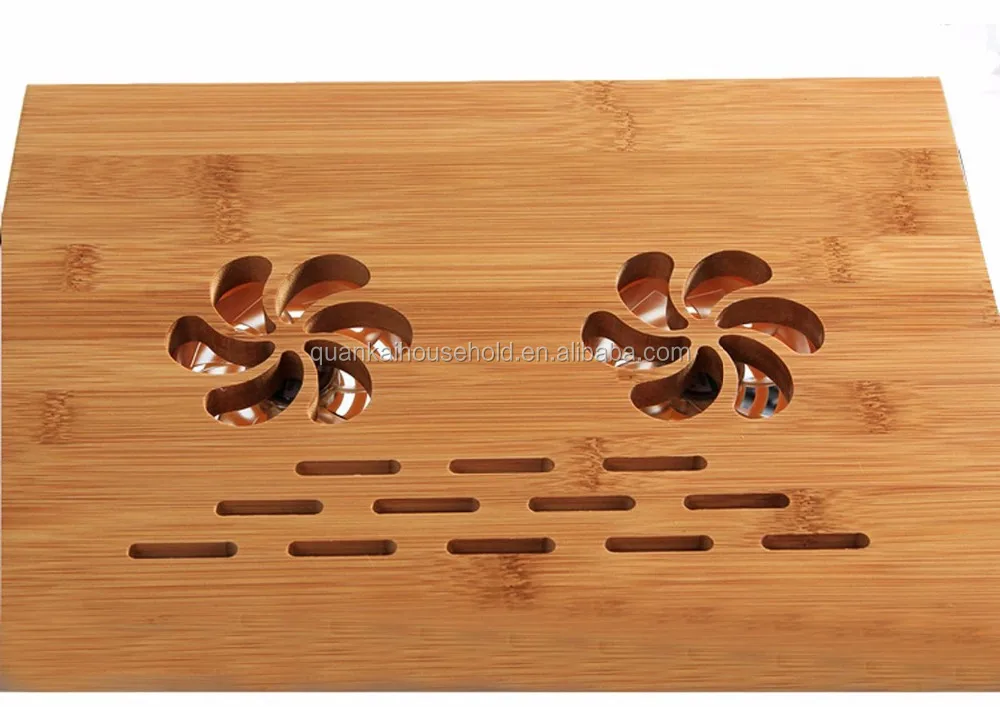 
Bamboo Adjustable Laptop Desk with USB Radiator Foldable Reading Table Serving/Bed Tray Desk 