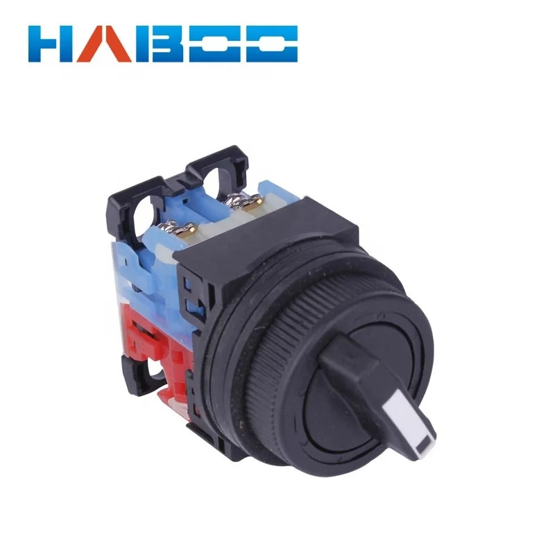 Diameter 30mm Electric 2 or 3 Position Selector Push Button Switch Flat Round Head Momentary Rotary