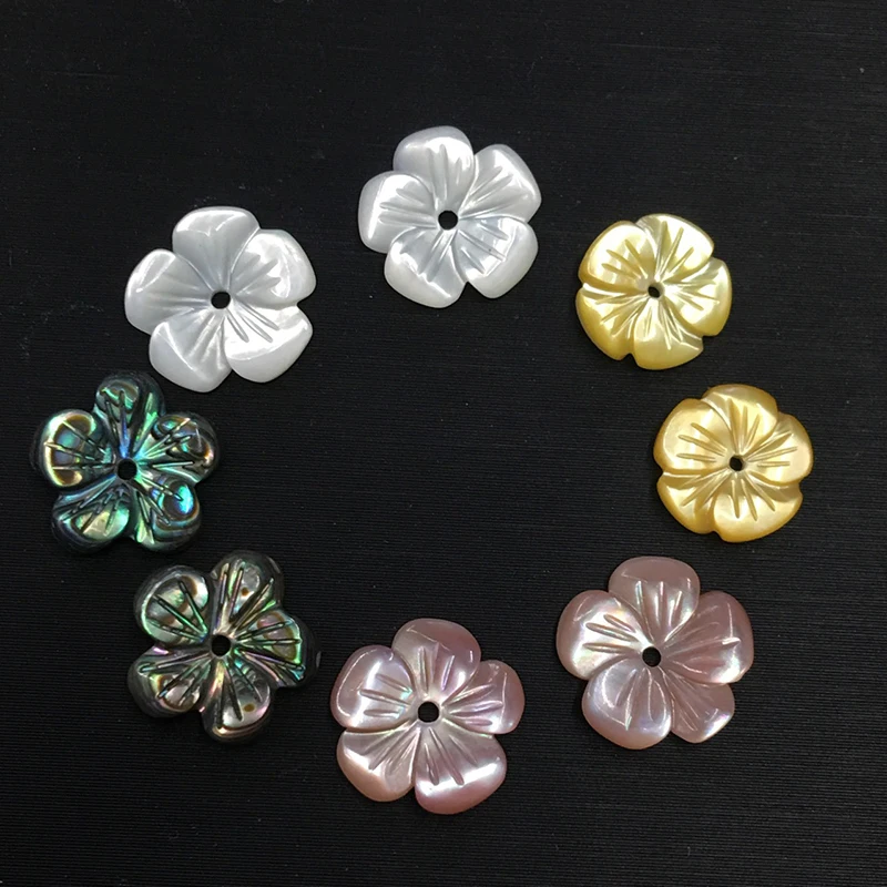 Abalone shell natural sea shell yellow plum blossom flower jewelry accessory charm 8-14mm