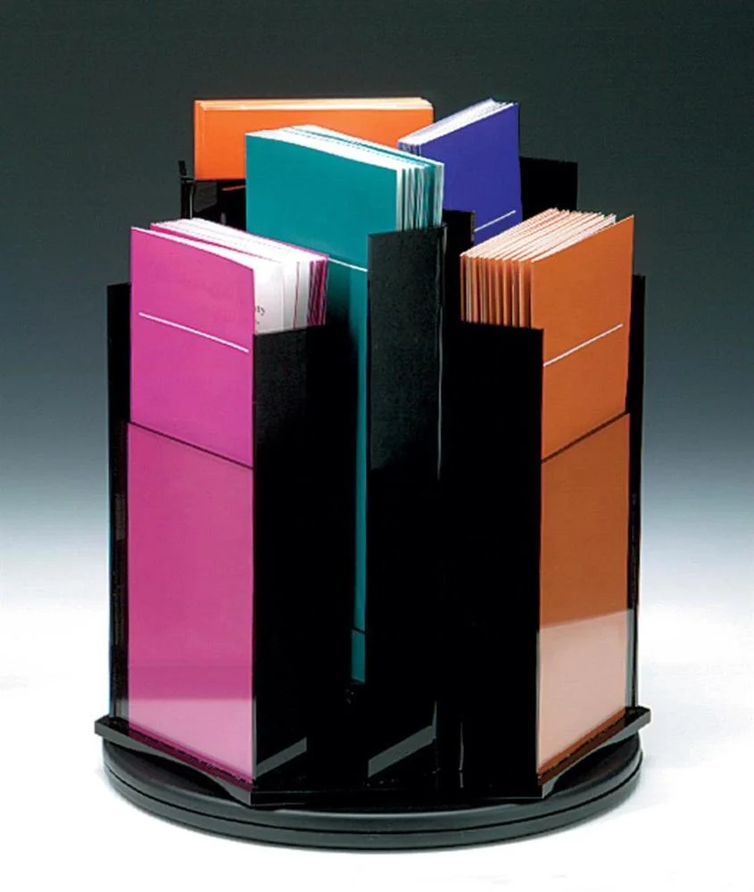 Customized 6 Pocket Rotating Acrylic Countertop Brochure Holder