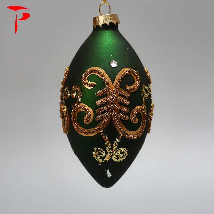 Wholesale Cone Velvet Green Christmas Decoration Ball with Sequins Ornaments Bulk Vintage