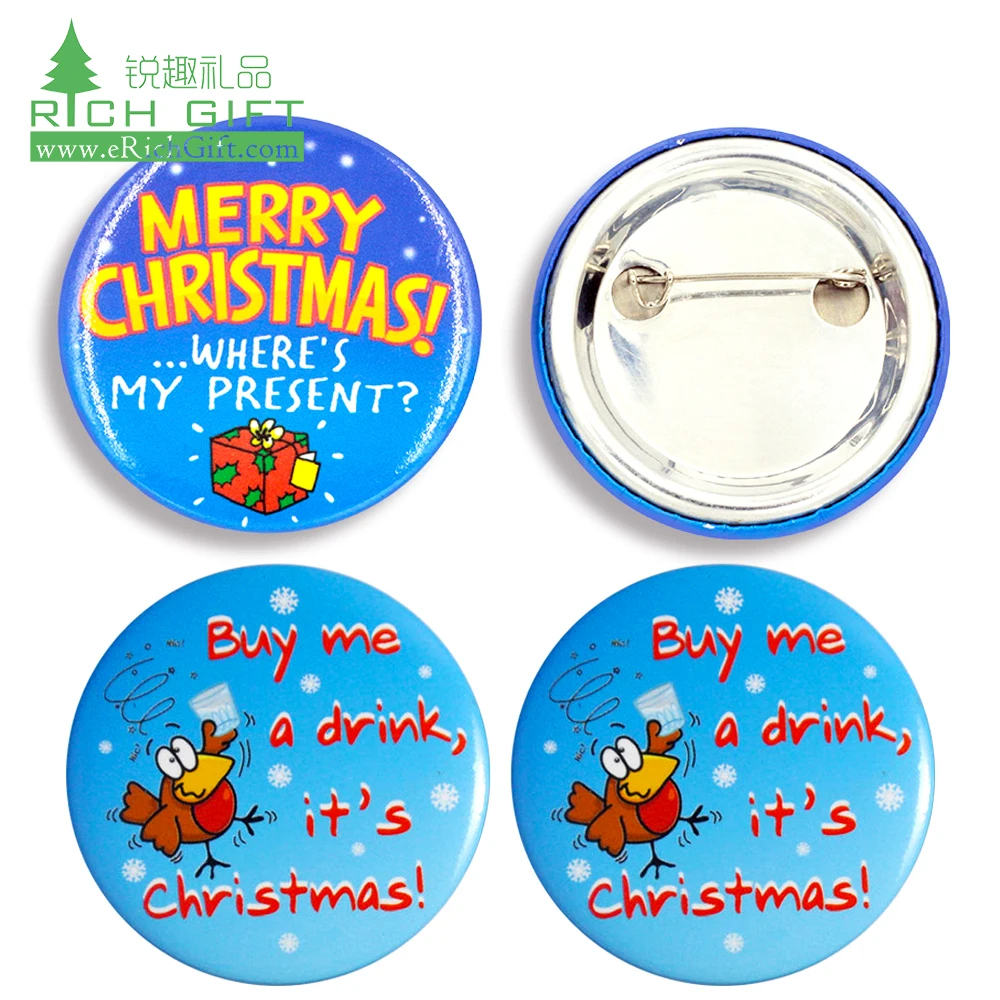 wholesale maker 32mm white plastic back badge logo holographic flashing cartoon tinplate round custom button pin with safety pin