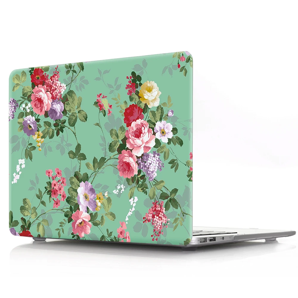 2 In 1 Beautiful Flower Hard Case and Keyboard Skin for Mac Air 13 Case m1 A2337 A2338 silicone laptop protective case
