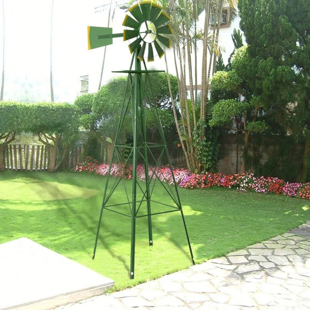Beautiful Decorative Green Metal Weather Vane Garden Wind Mill