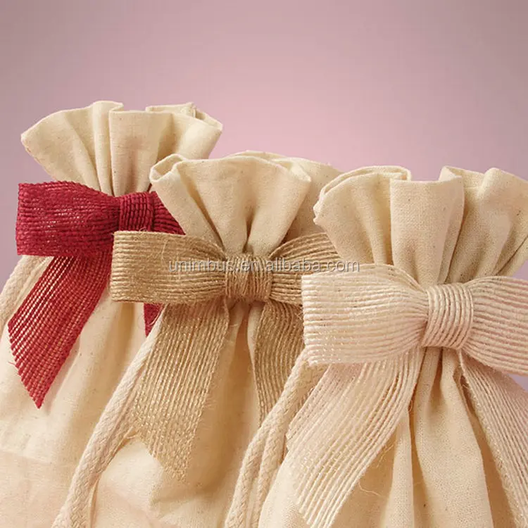 Jute Ribbon Bows Pre-tied Nature Burlap Jute Bow with Wire Twist Tie Christmas Customized Size Accept Customized Logo Natural