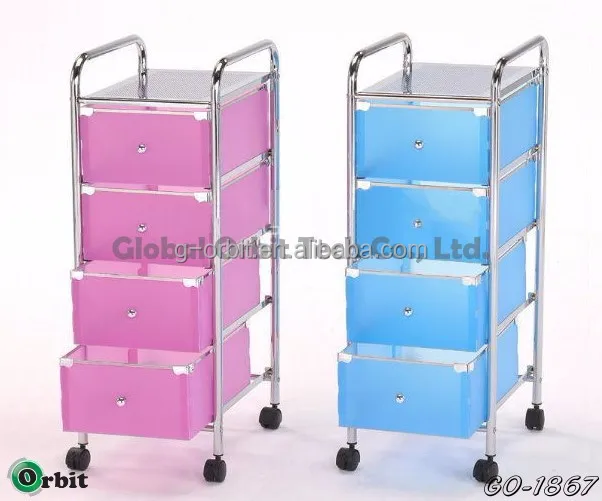4 Tier Plastic Storage Trolley With Drawers Space Saving Storage Rolling Cart