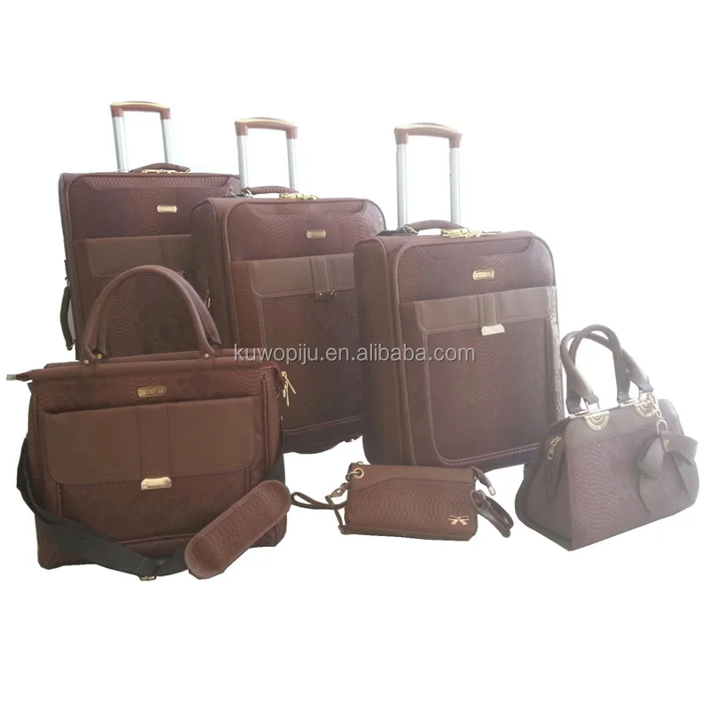new design snake leather 5 pcs trolley pu luggage leather luggage and bags