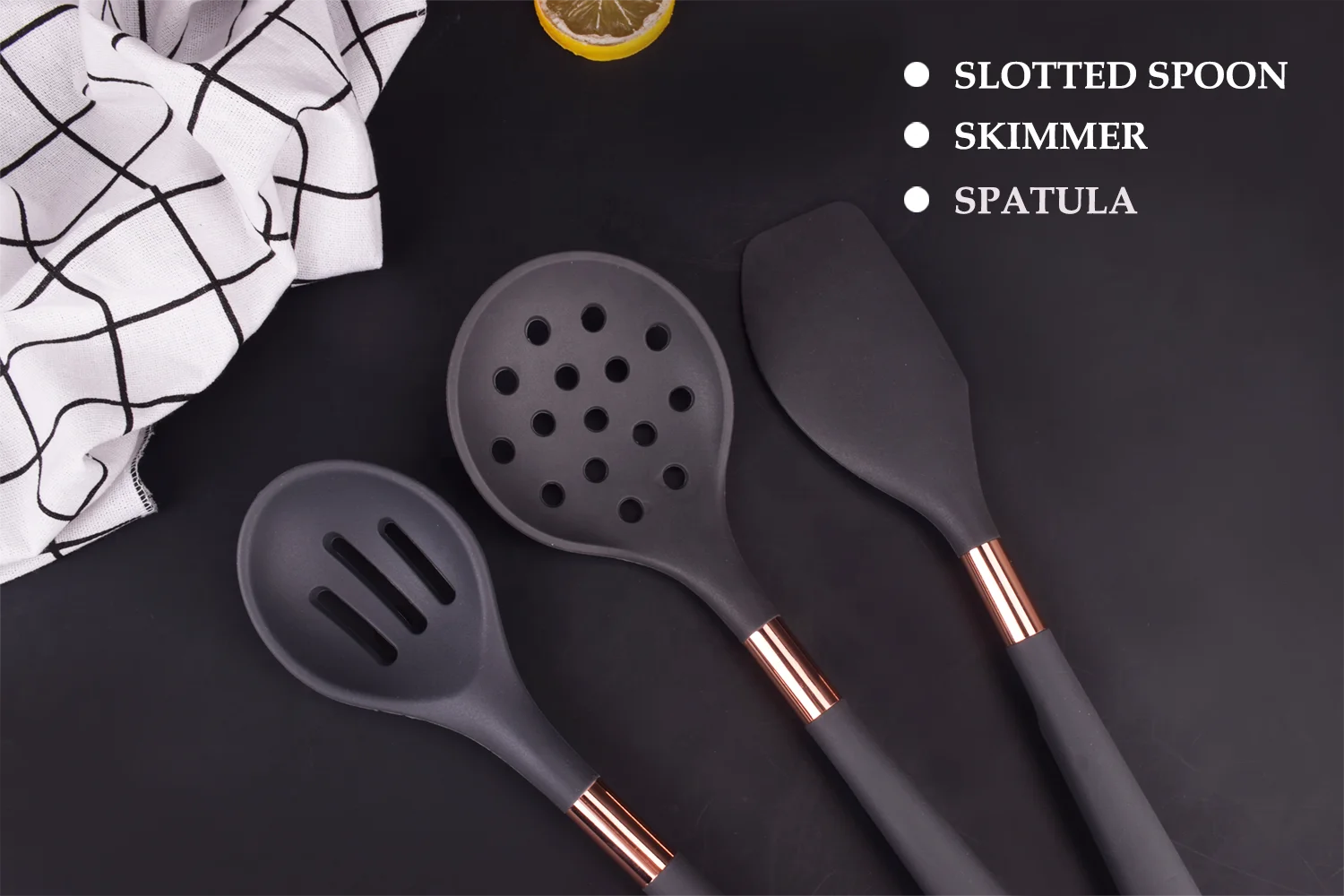 
10 Pieces Premium Silicone Kitchen Utensil Elegant Stainless Steel Cookware Sets 