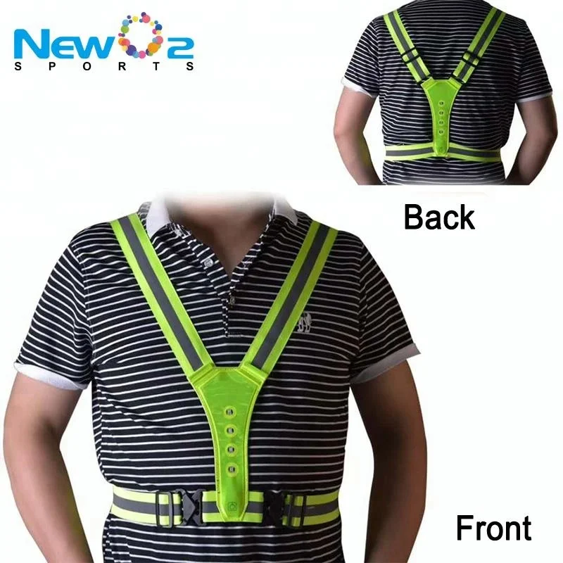 High Visibility Light Reflective Vest Adjustable Night Safety Running LED Vest