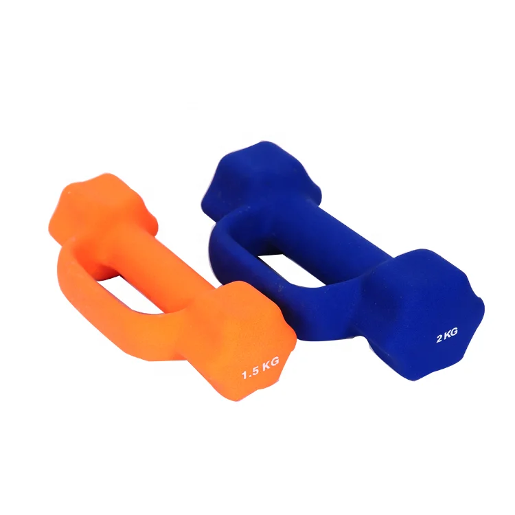 Gym equipment colorful dipping dumbbell D shape vinyl dumbbell with handle