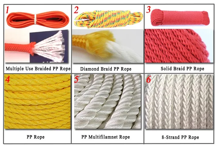 Wholesale Polypropylene Rope 1/8in 1/4in 3/8in 1/2in, 2mm~20mm Braided Polypropylene Ropes