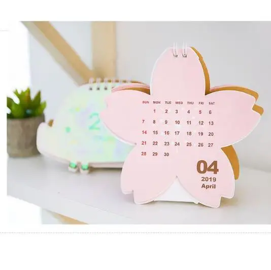 2019 cartoon shape public election a unicorn cherry blossom flamingos pig series desktop calendar PN4267