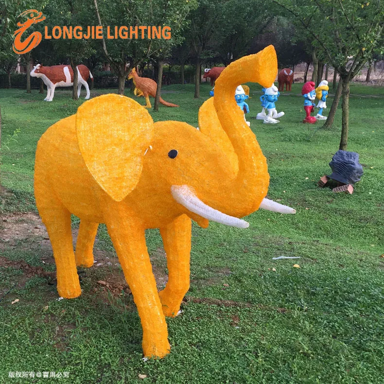 H:1.8m L:1.8m Big elephant sculpture decoration led acrylic light
