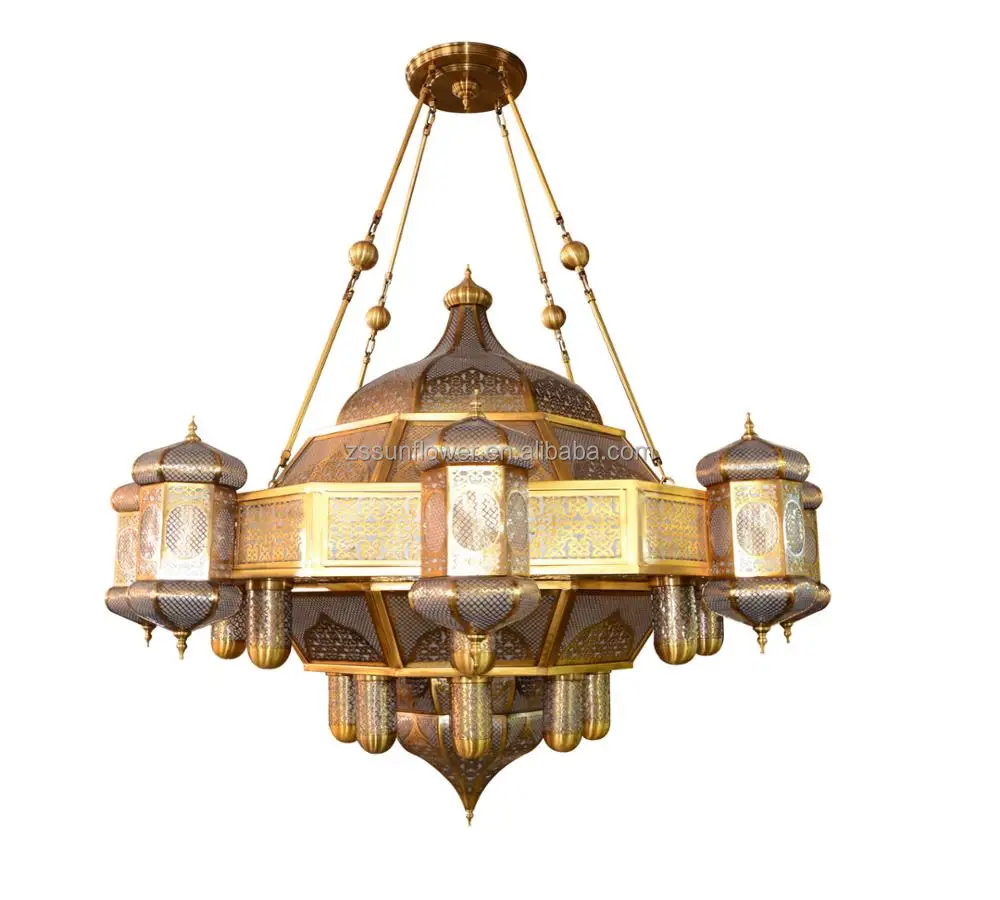 Arabic Fancy Antique Brass Mosque Project Chandelier Hot Sell Hotel Lighting  Large Lamp