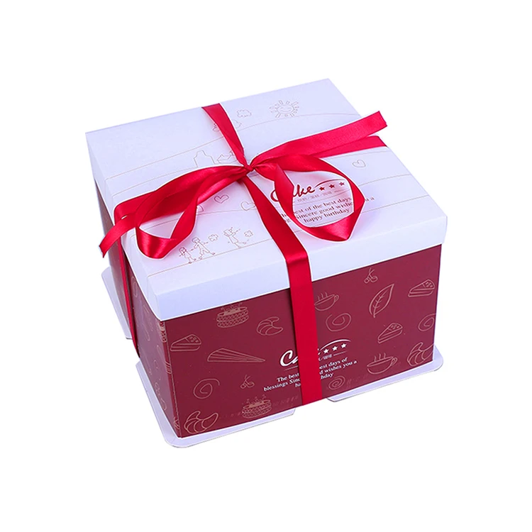 Disposable paper packaging card board big 10 inch cake box birthday cake box with cardboard in Guangzhou
