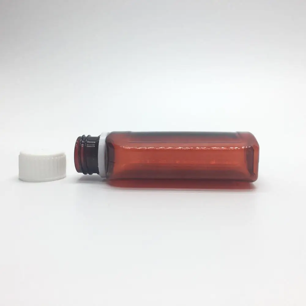 120ml plastic flat empty syrup amber liquid medicine bottle