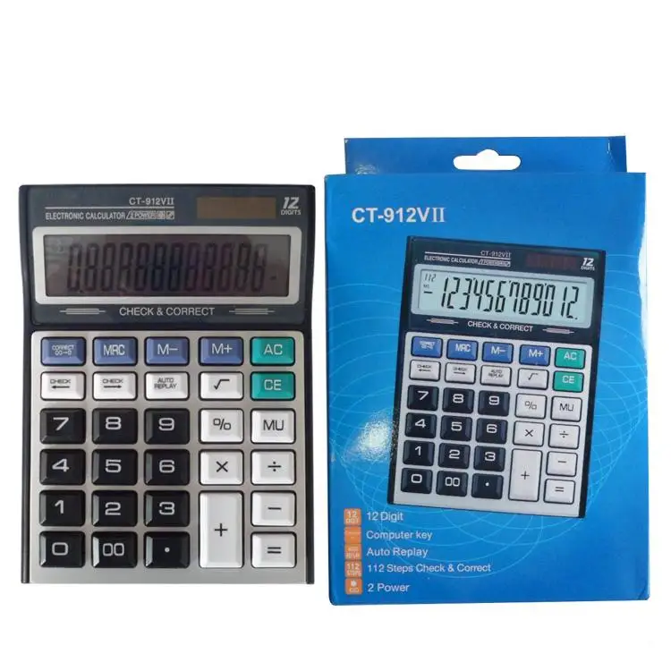 Promotional Cheap Calculator Solar 12 digit Office Desktop Function Calculator